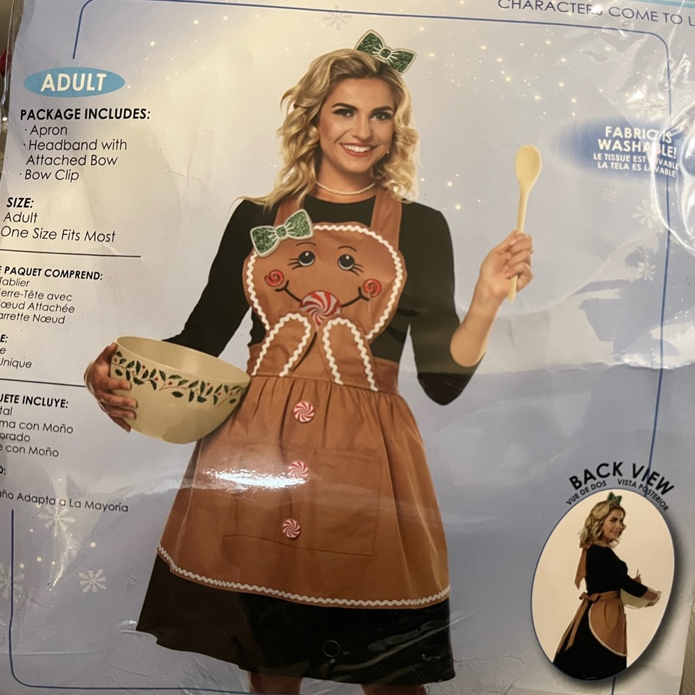 Costume-Gingerbread apron with Headband with bow